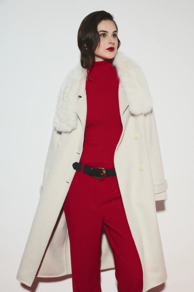 Oversize Yün Kaban & Balıkçı Yaka Triko Kombini