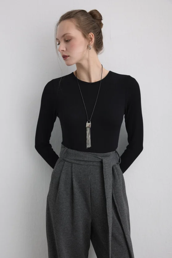 Beli Kemerli Viskon Tulum - Siyah - 2