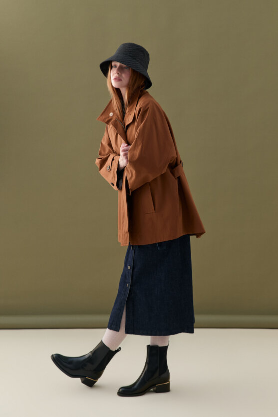 Dik Yakalı Su İticili Trençkot - Taba - Gusto