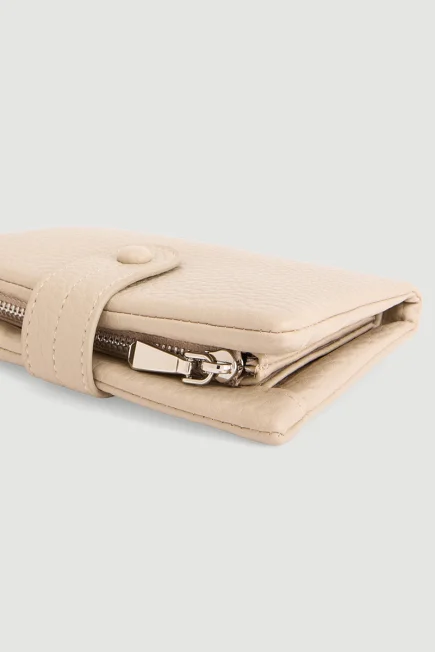 Düğme Detaylı Mini Cüzdan - Bej - Gusto (1)
