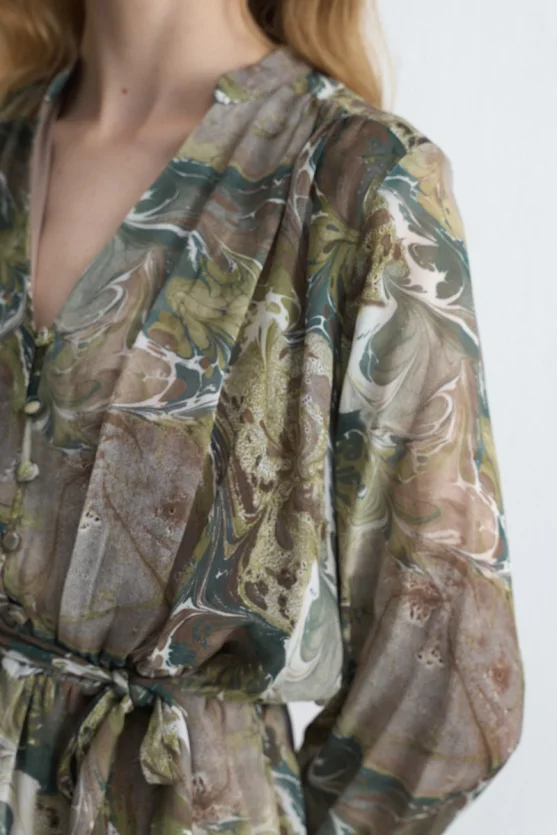 Anka Collection Belted Viscose Dress Green - 5