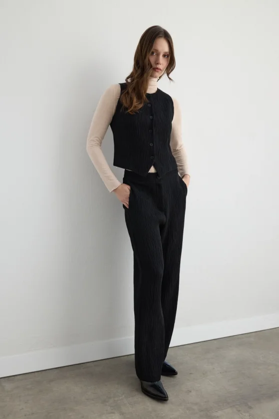 Anka Collection Crinkle Pants Black - 1
