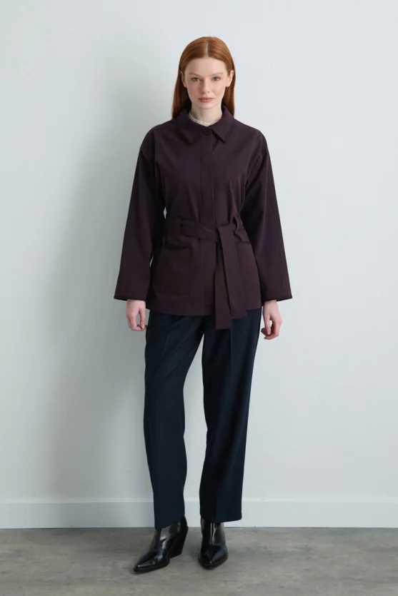 Anka Collection Embroidered Canvas Jacket Plum - 9