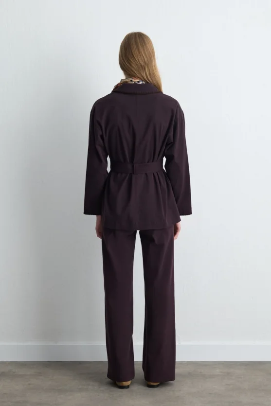 Anka Collection Embroidered Canvas Jacket Plum - 11