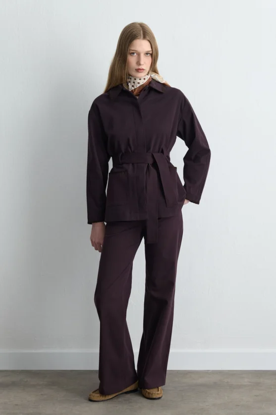 Anka Collection Embroidered Pocket Canvas Pants Plum - 3