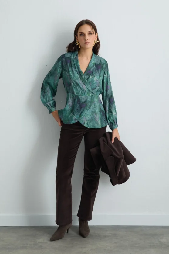 Anka Collection Fitted Viscose Blouse Green - 3