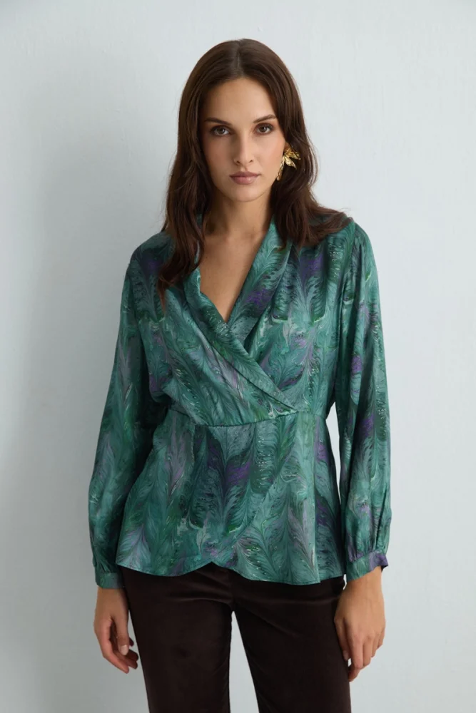 Anka Collection Fitted Viscose Blouse Green Green