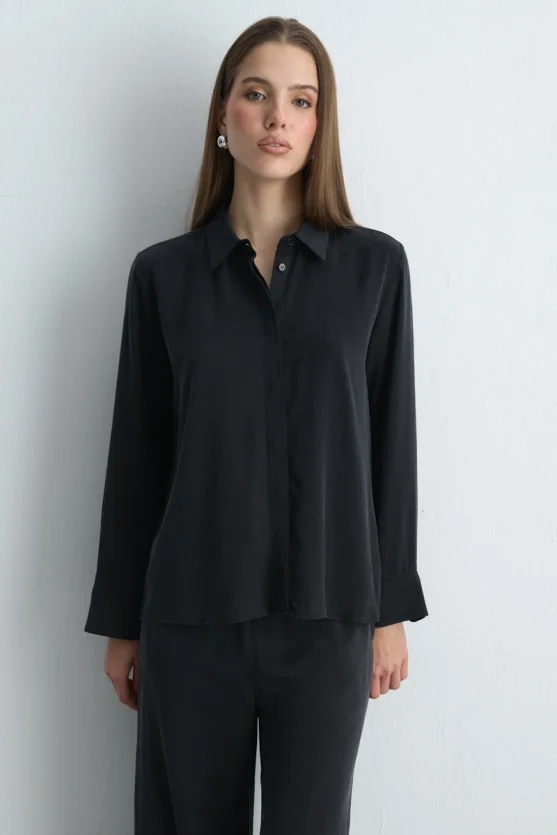 Anka Collection Lyocell Shirt Black - 3