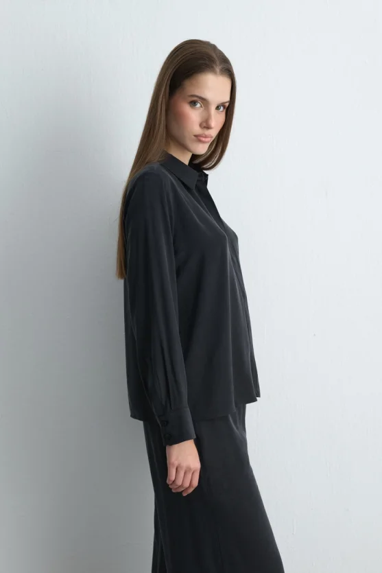 Anka Collection Lyocell Shirt Black - 4
