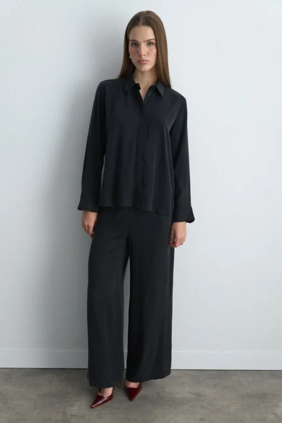 Anka Collection Lyocell Shirt Black - 1