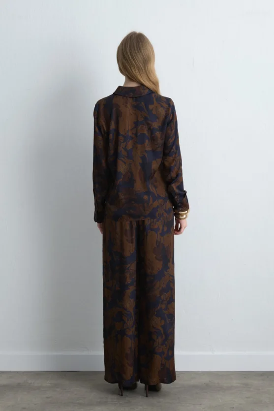 Anka Collection Viscose Satin Shirt Brown - 5