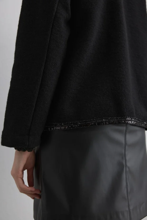 Beaded Wool Jacket Black - 6