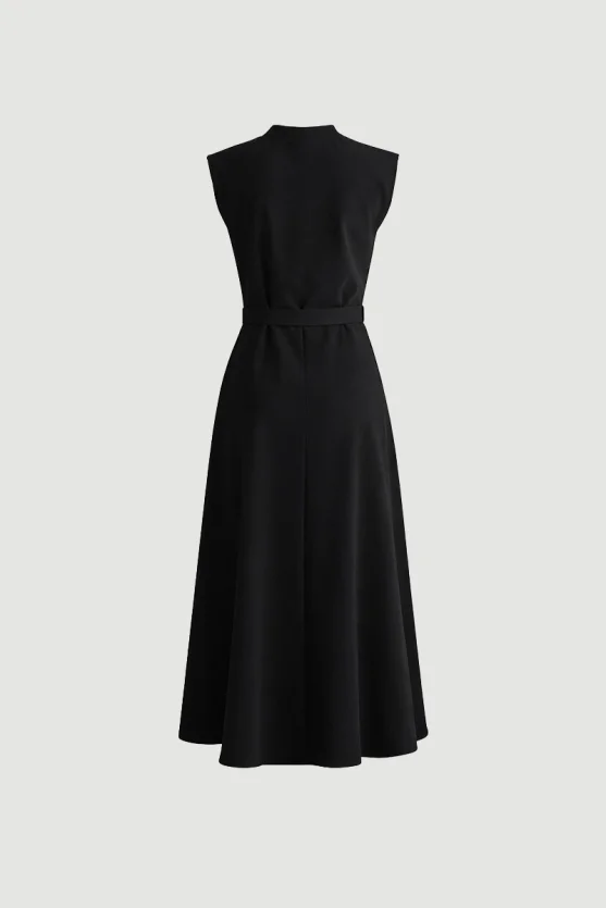 Belted Long Dress Black - 12
