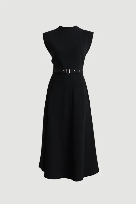 Belted Long Dress Black - 11
