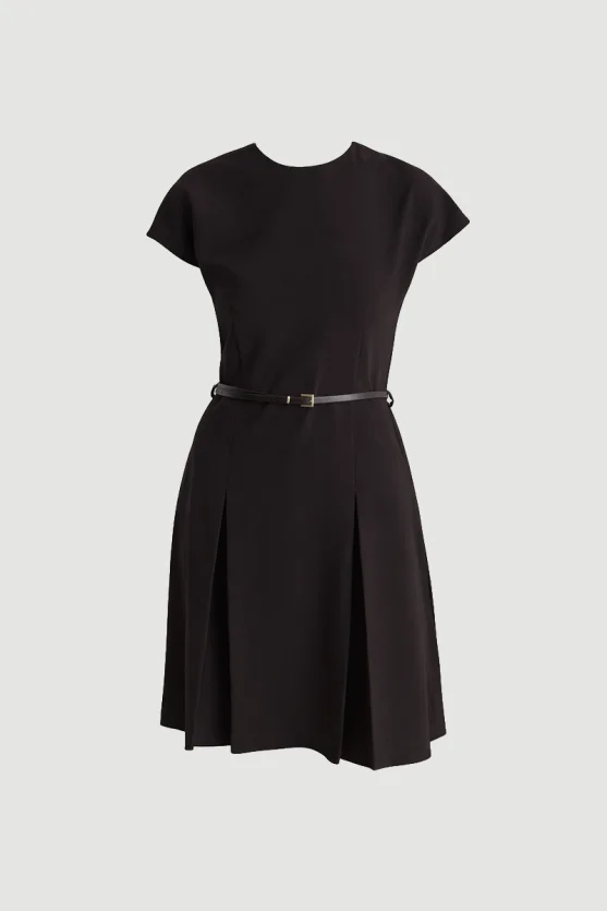 Belted Low Sleeve Dress Brown - 6