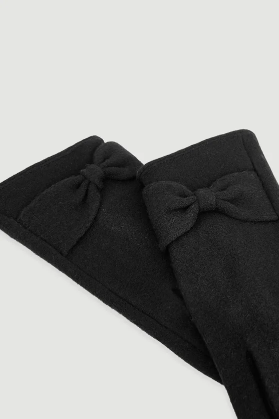 Bow Detail Gloves Black - 2