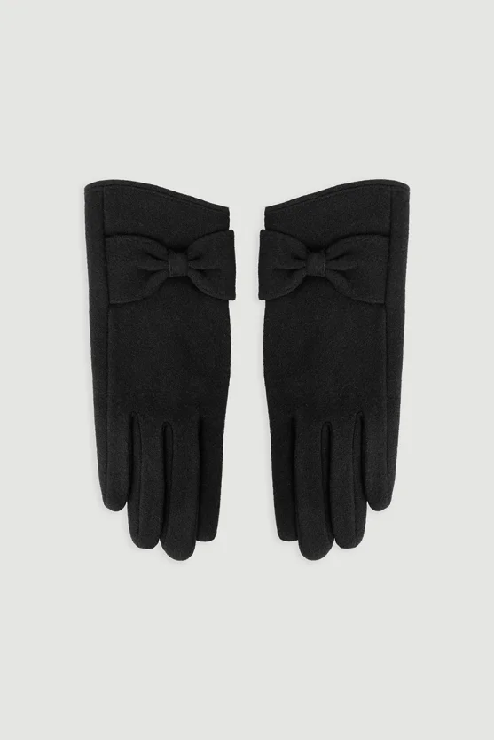 Bow Detail Gloves Black - 1