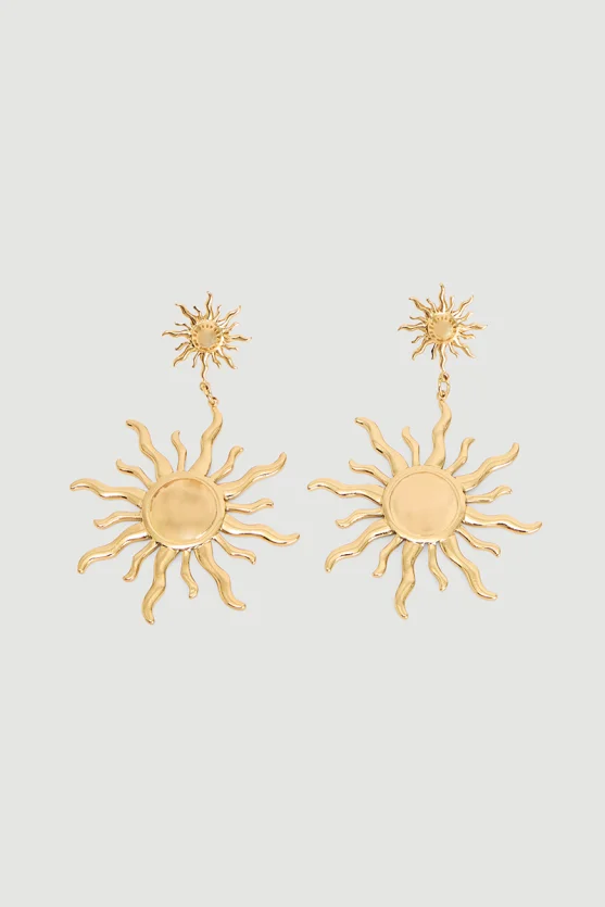 Dangling Sun Earrings Gold - 1