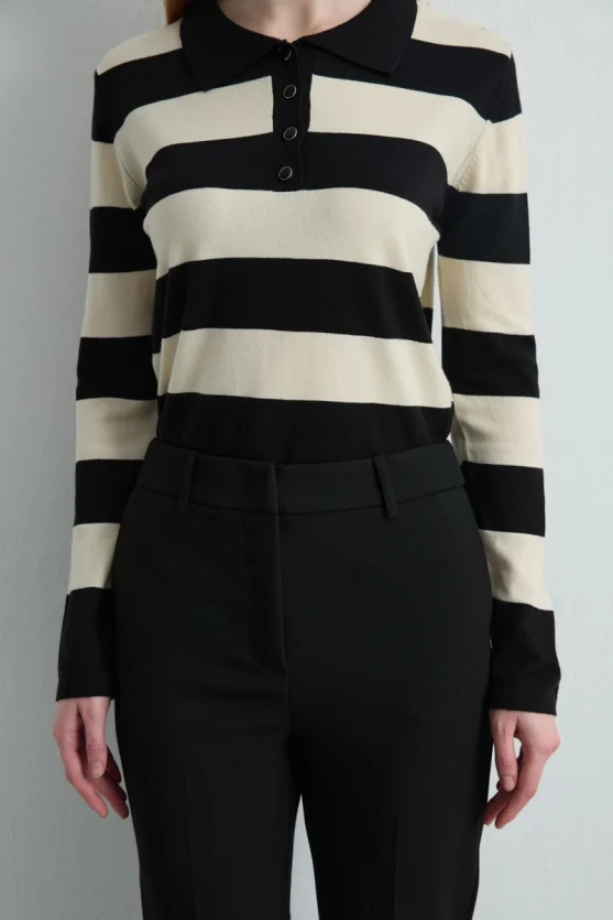 Double Hem High Waist Pants Black - 3