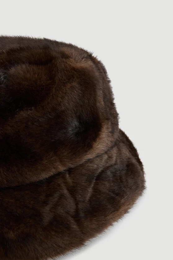 Faux Fur Hat Brown - 2