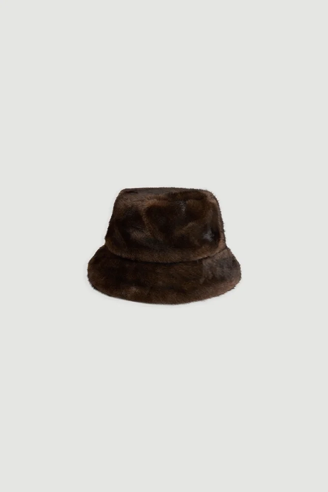 Faux Fur Hat Brown