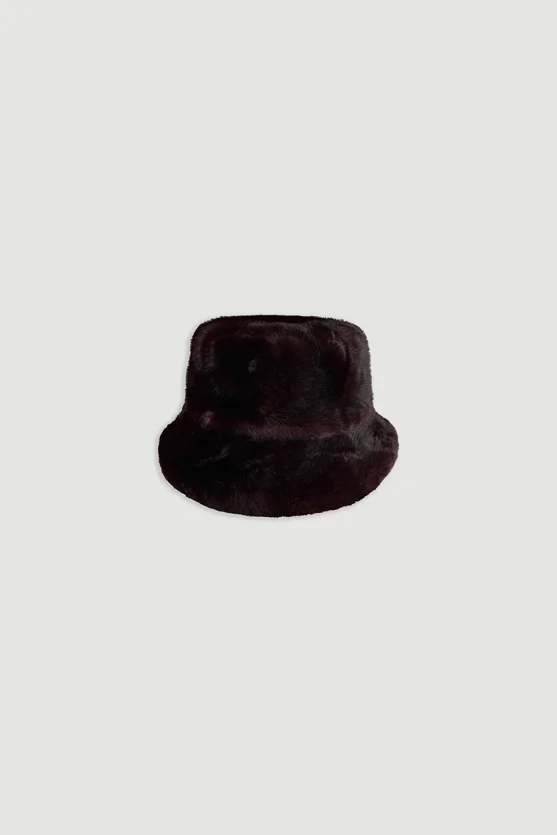 Faux Fur Hat Plum - 1