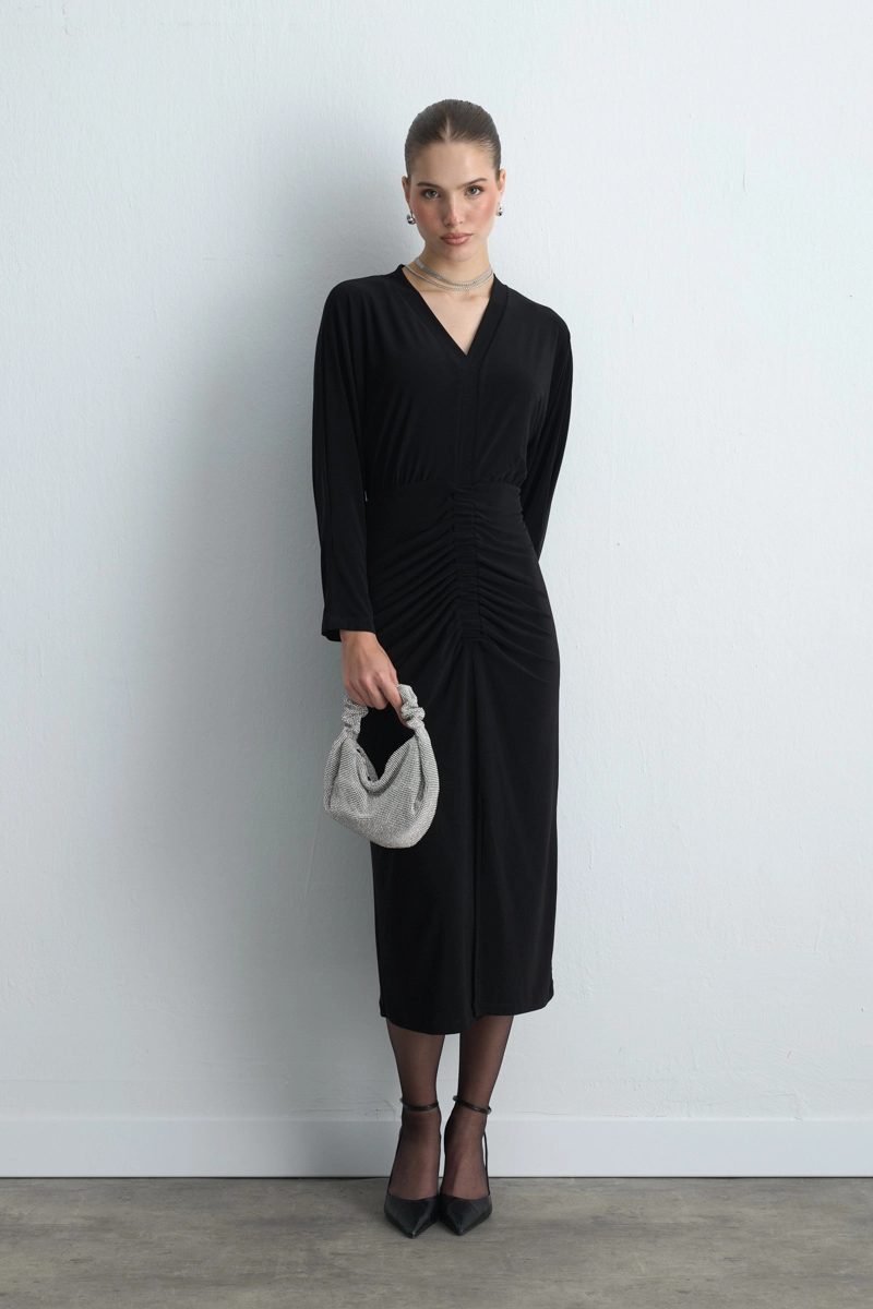 Jersey Midi Dress Black - 1