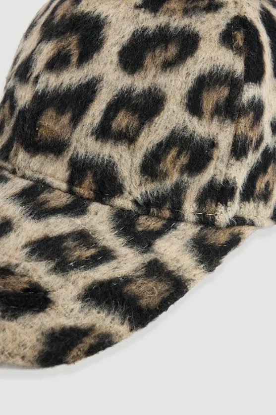 Leopard Print Hat Beige - 2