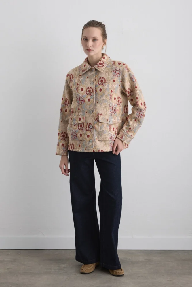 Phoenix Collection Jacquard Jacket Red Red