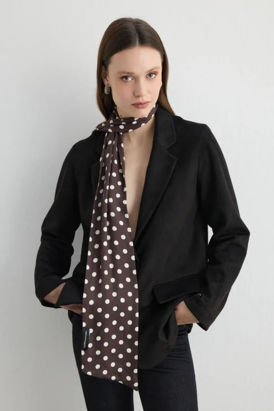 Polka Dot Long Scarf Brown - 4