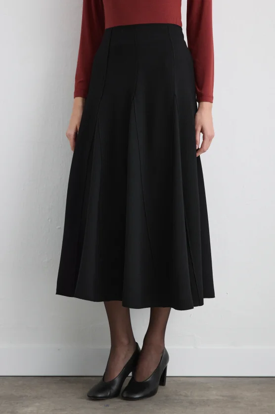 Ruffled Midi Skirt Black - 2