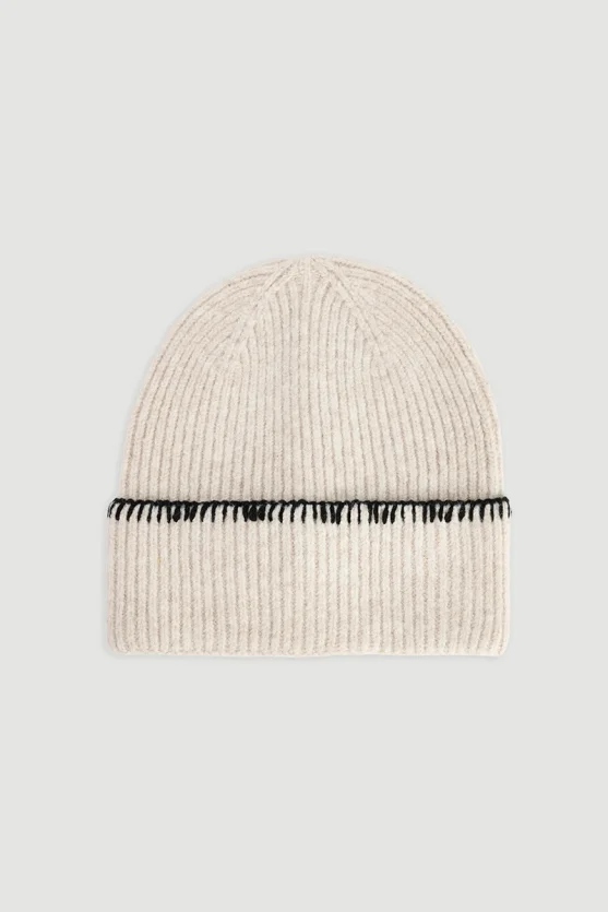 Shearling Stitch Beanie Beige - 1