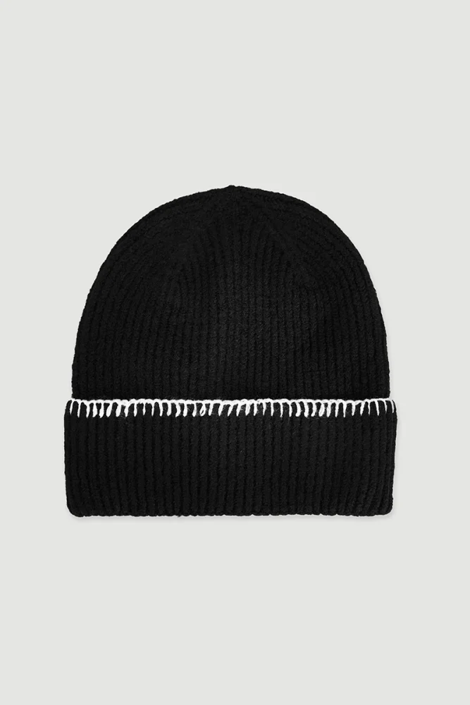 Shepherd Stitch Beanie Black Black