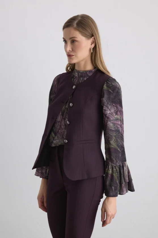 Striped Classic Vest Plum - 3