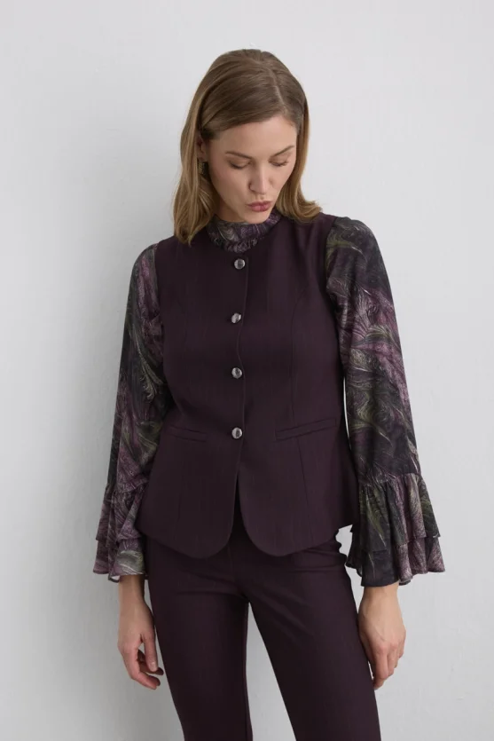 Striped Classic Vest Plum - 4