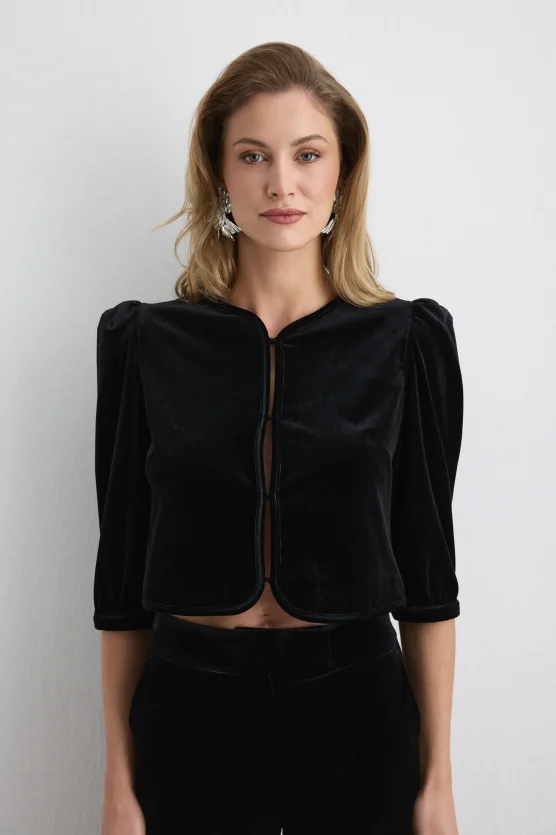 Velvet Bolero Jacket Black - 3