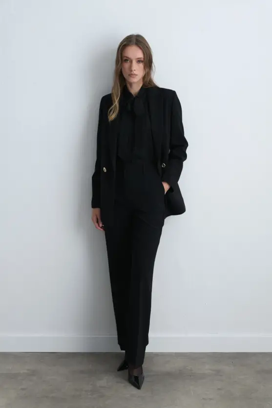 Wide Leg Crepe Pants Black - 2