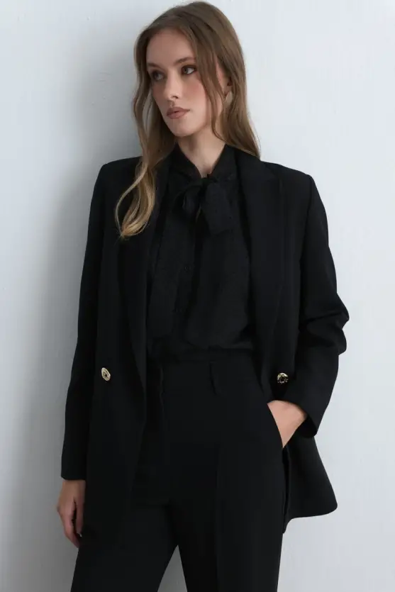 Wide Leg Crepe Pants Black - 5