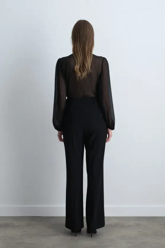 Wide Leg Crepe Pants Black - 6