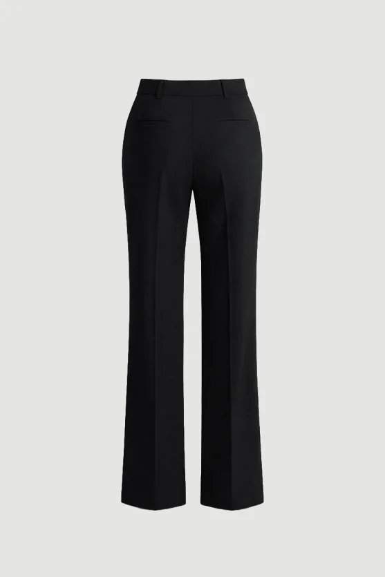 Wide Leg Crepe Pants Black - 8