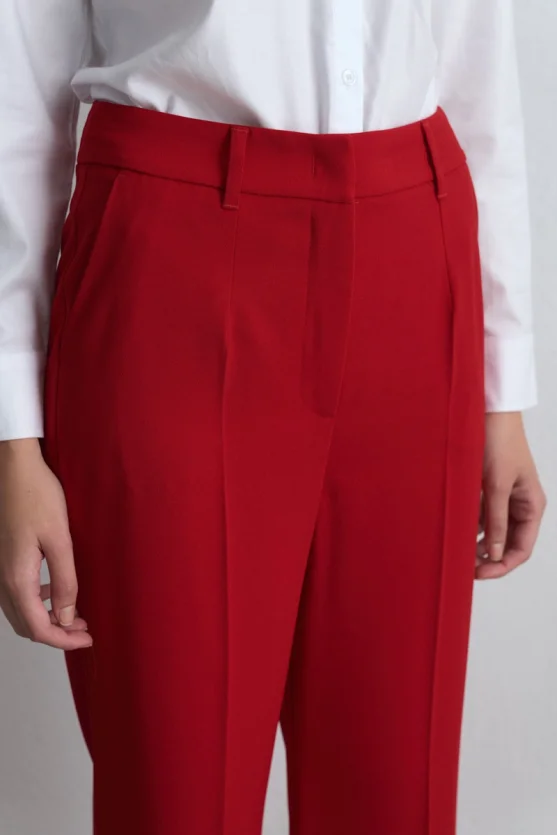 Wide Leg Crepe Pants Red - 4