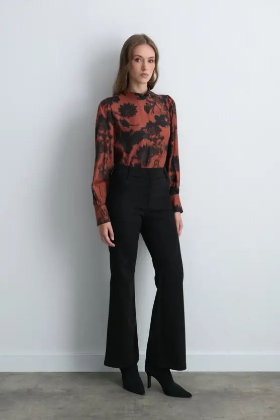 Wide Leg Suede Pants Black - 4