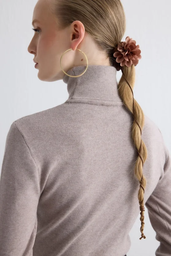 İkili İpli Gül Broş - Kahverengi - 2